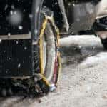 Tire chains on a commercial vehicle