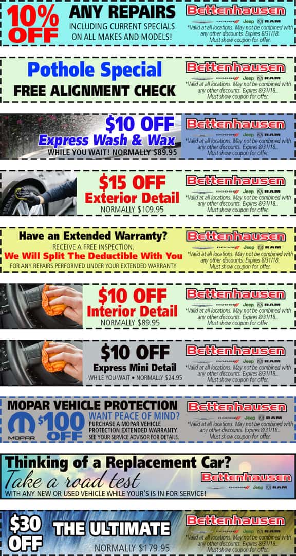 Auto Service Coupons | Service Specials | Bettenhausen CDJR