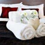 Nice hotel spread with rolled towels