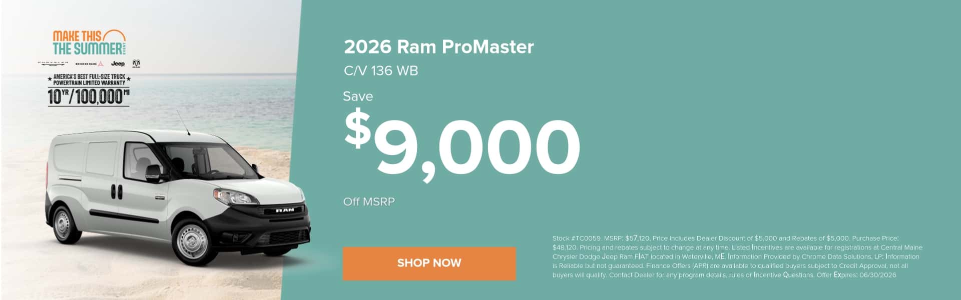 2026 Ram ProMaster Special Save $9,000 Off MSRP