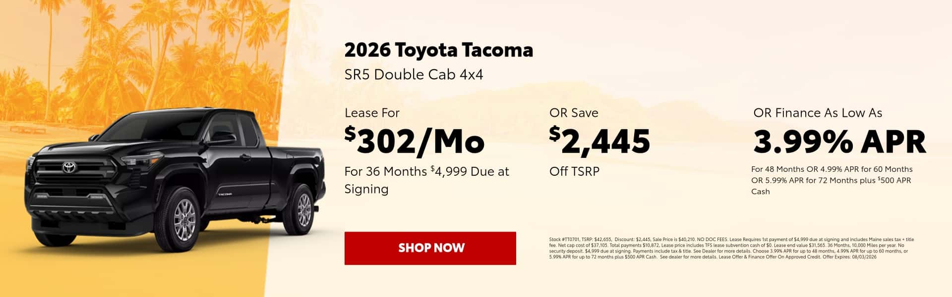 2026 Toyota Tacoma Summer Special Offers