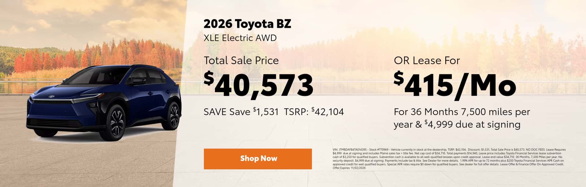 2026 Toyota bZ Lease Offer & Discounts at Central Maine Toyota In Waterville, Maine