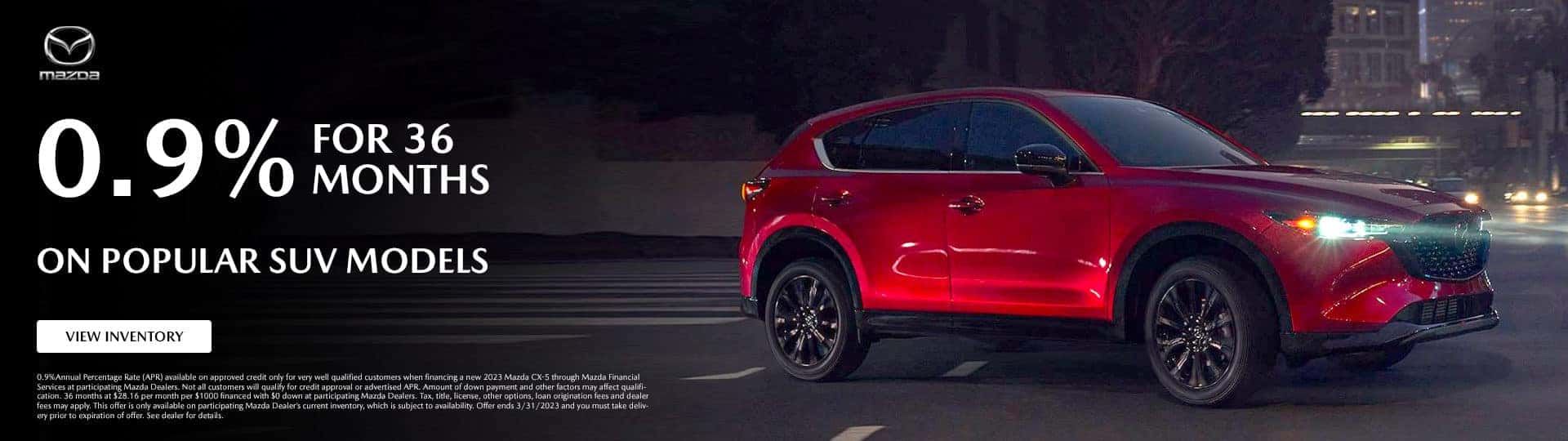 0.9% for 36 months on Popular SUV Models