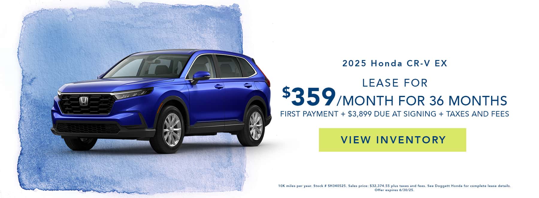 Lease a 2025 Honda CR-V as low as $359 per month. See dealer for details