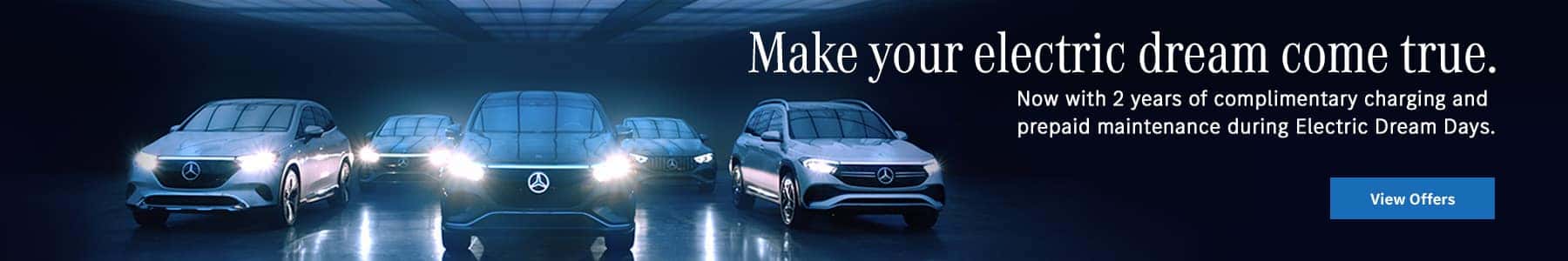 3 cars lines up in a row at night. Electric