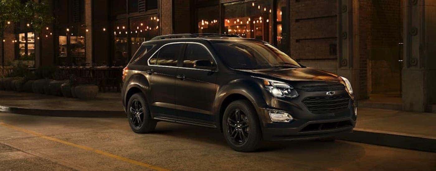 A black 2017 Chevy Equinox is shown fro the front at an angle.
