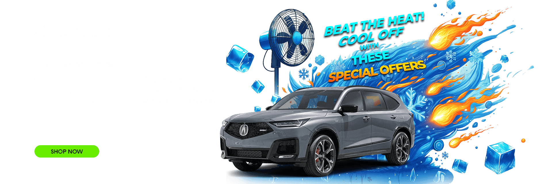 Beat the Heat! Cool Off with these Special Offers 2025-Acura MDX SH AWD Lease for as low as $500 per month for 48 months. $3999 due at signing.
