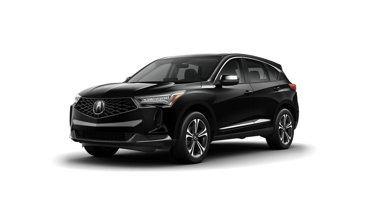 2026 Acura RDX Technology Package in black with machine-finished alloy wheels, Jewel Eye LED headlights, and premium exterior styling on a white background