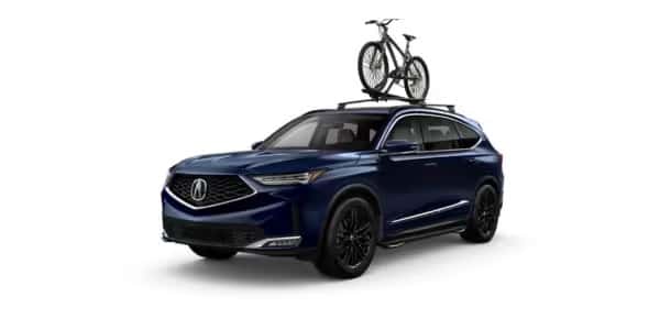 2025 Acura MDX with bike rack roof attachment accessory package for mountain lifestyle