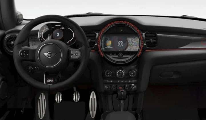 The interior of the MINI JCW Hardtop Anniversary Edition.