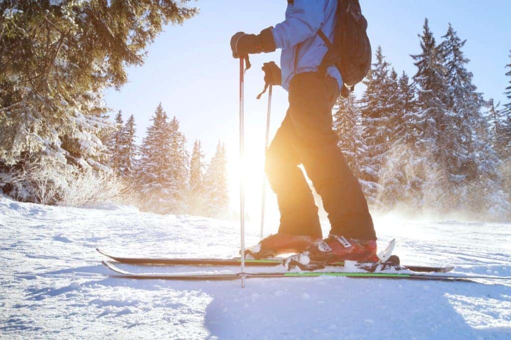 Person skiing on snowy mountains