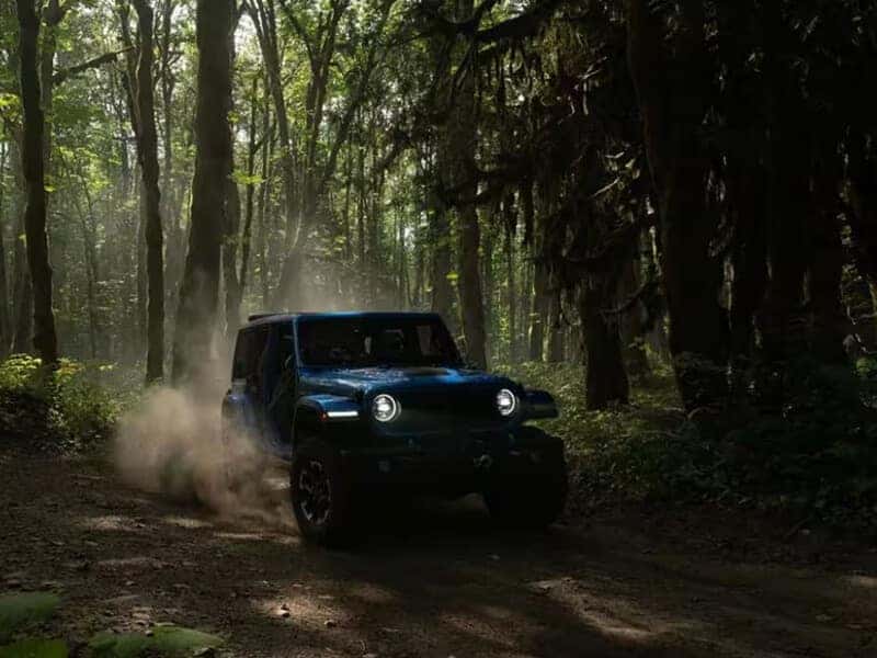 Jeep Wrangler Off-Roading through the forest