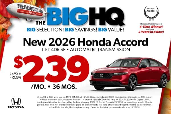 <center>New 2026 Honda Accord 1.5T 4DR SE</center>