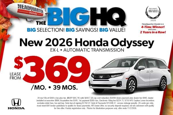 <center>New 2026 Honda Odyssey EX-L</center>