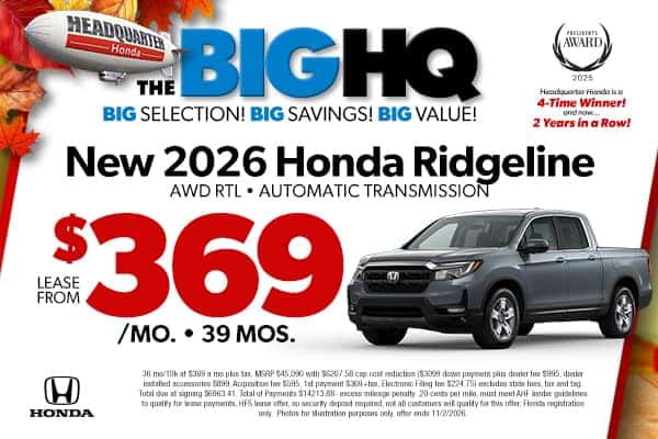 <center>New 2026 Honda Ridgeline AWD RTL</center>