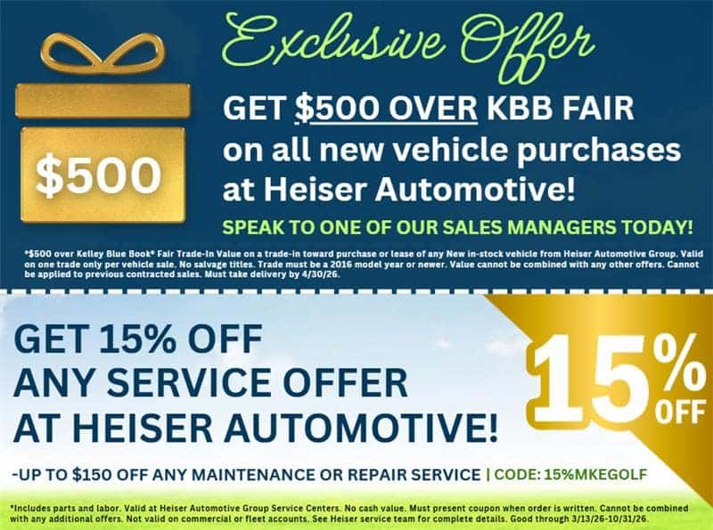 Heiser Automotive golf show exclusive sales and service offers