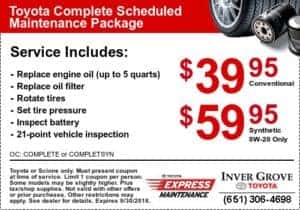 toyota oil change coupon