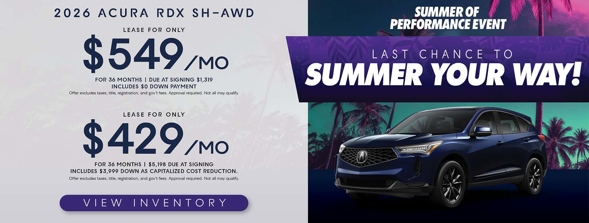 2026 ACURA RDX SH-AWD Lease as low as $429/mo