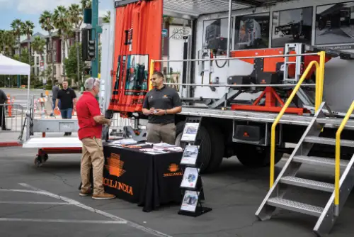 Vendor booth with a service truck at the Fleet Solutions Expo