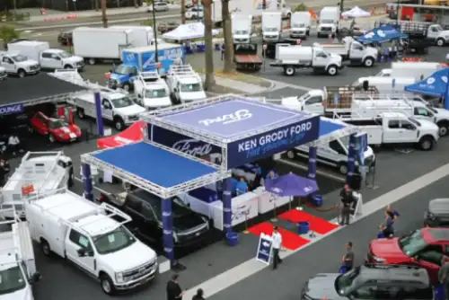 Aerial view of the Ken Grody Ford Fleet Solutions Expo lot