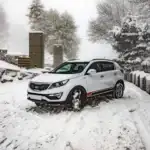 Kia on snowy road