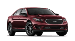 Red 2019 Ford Taurus on white