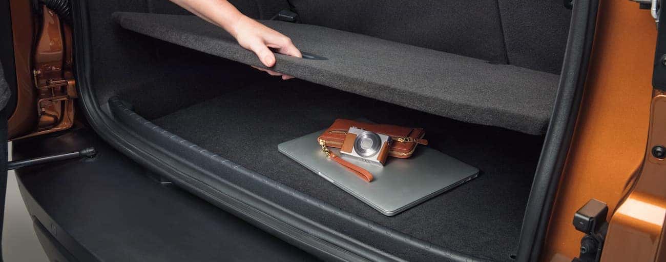 A hidden compartment in the rear of a 2019 EcoSport