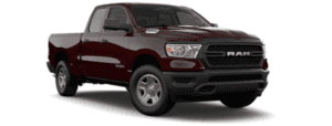 A red 2019 Ram 1500 in a shootout between the the 2019 Ford F-150 vs the 2019 Ram 1500