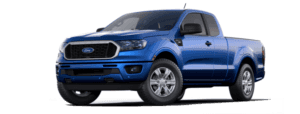 A blue 2019 Ford Ranger is facing left.