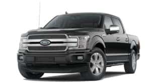 A black 2020 Ford F-150 is facing left.