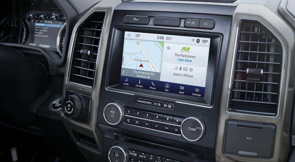 A close up of the 2020 Ford Expedition's infotinament system is shown.