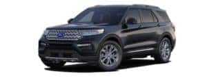 A black 2020 Ford Explorer is facing left.