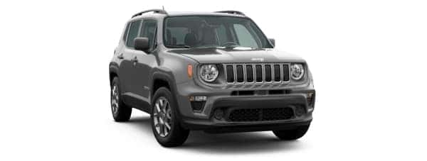 A gray 2020 Jeep Renegade is angled right on a white background.