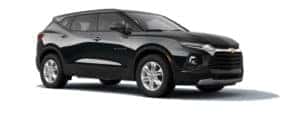 A black 2020 Chevy Blazer is angled right on a white background.