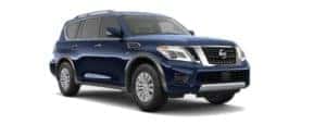 A blue 2020 Nissan Armada is facing right.
