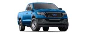 A blue 2020 Ford Ranger is angled right.