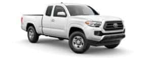 A white 2021 Toyota Tacoma is angled right.