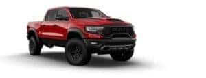 A red 2021 Ram 1500 TRX is angled right.
