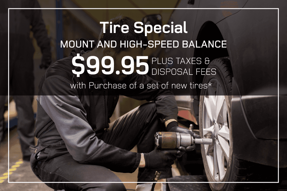 Tire Special $99.95 MOUNT AND HIGH-SPEED BALANCE FOR ONLY PLUS TAXES & DISPOSAL FEES with Purchase of a set of new tires (Land Rover models only)