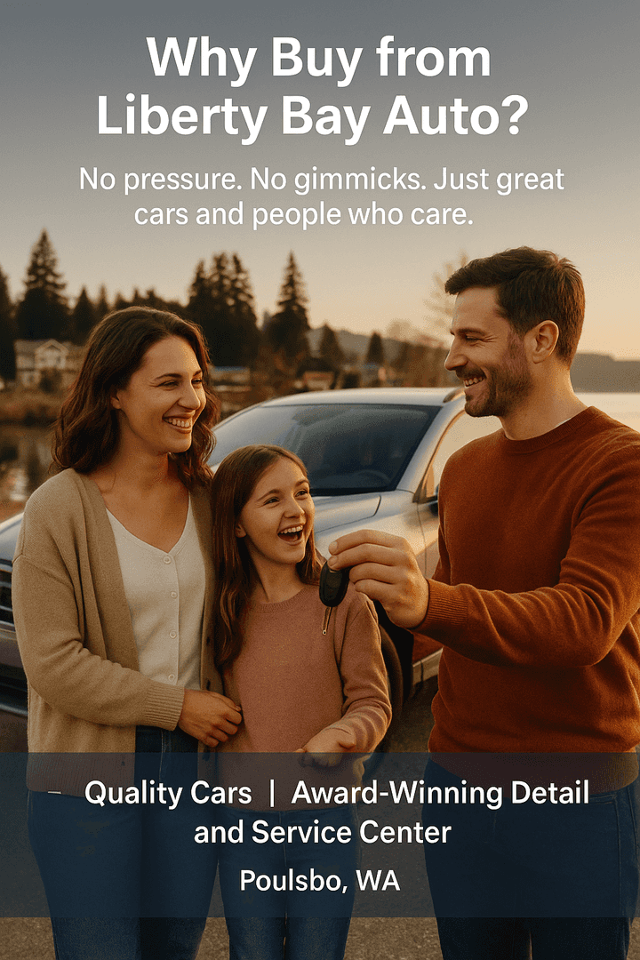 A family enjoying their new car