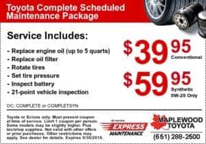 toyota service coupon oil change