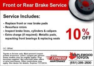 Toyota Brake Service Coupon