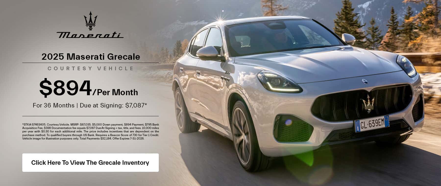 Maserati Grecale Courtesy Lease
