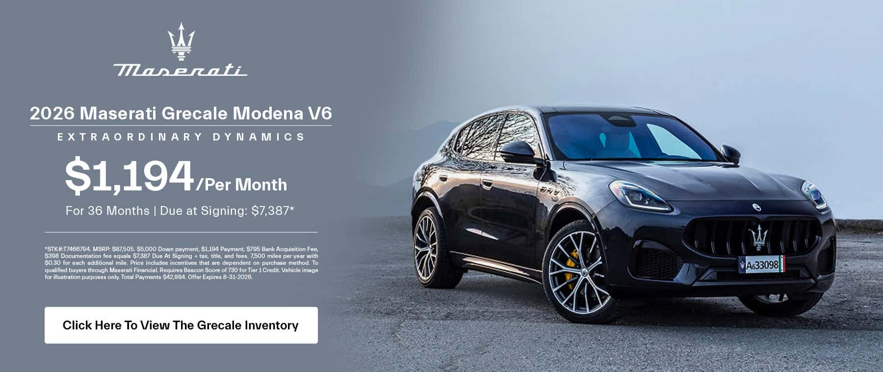 Maserati Grecale Modena Lease Offer