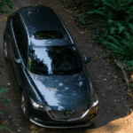Mazda CX-9 driving through forest during daytime