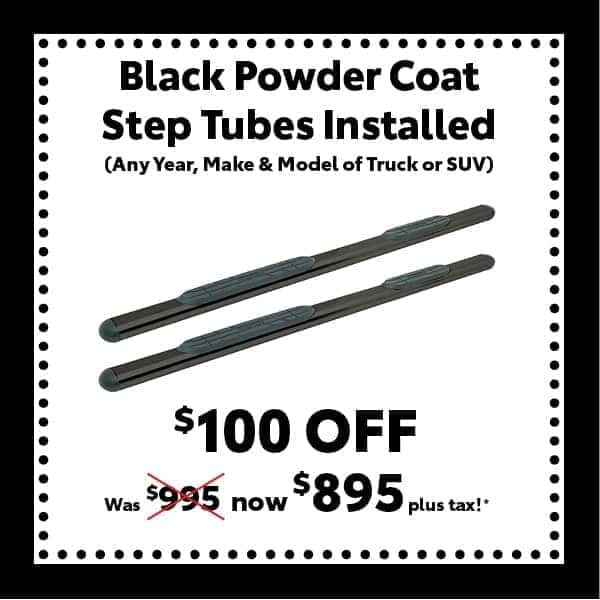 Black Powder Coat Step Tubes Installed