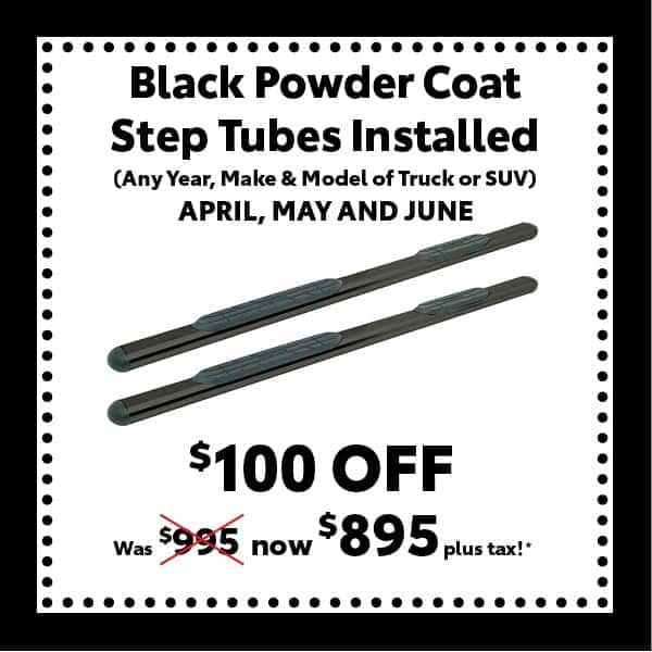 Black Powder Coat Step Tubes Installed