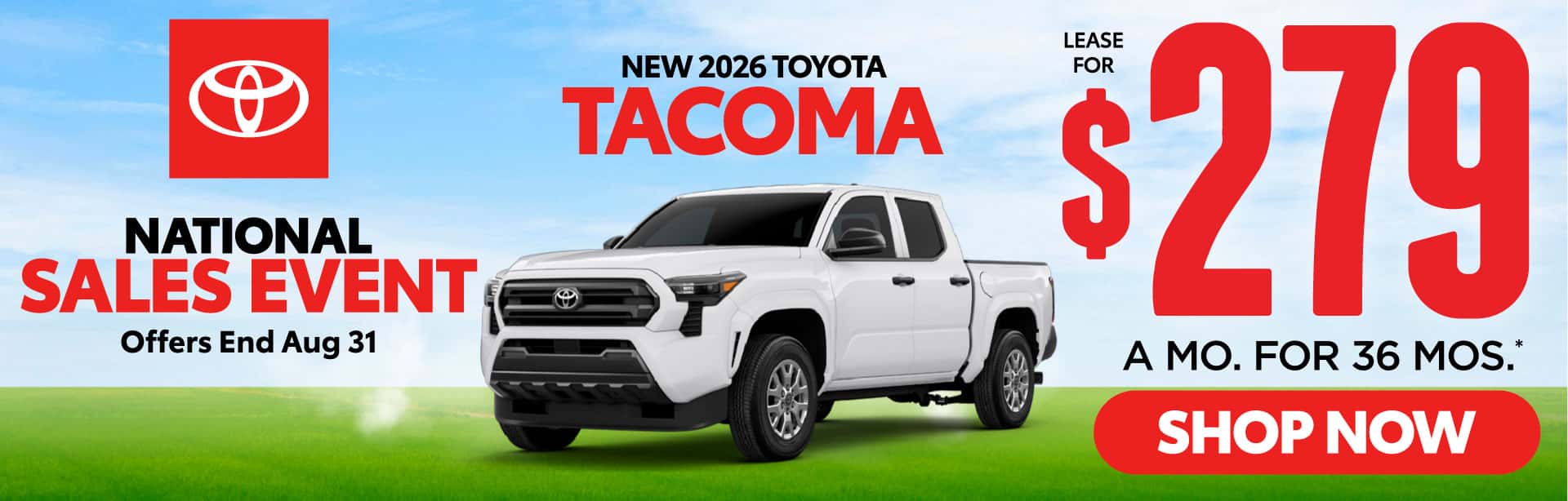 New 2026 Toyota Tacoma Lease for $279/Mo for 36 Months*
