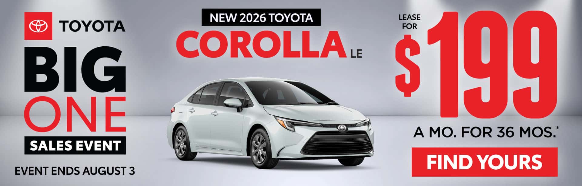 New 2026 Toyota Corolla LE Lease for $199/Mo for 36 Months*