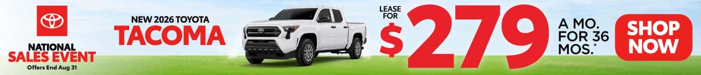 New 2026 Toyota Tacoma Lease for $279/Mo for 36 Months*